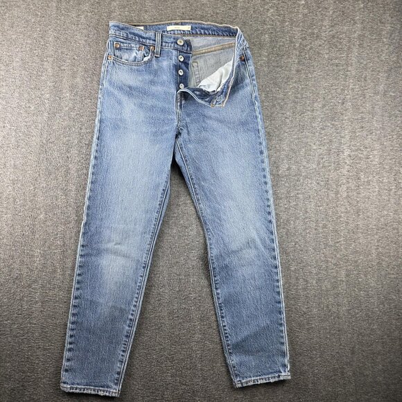 Levi's Denim - Levis Wedgie Tapered Jeans Womens 26x27 Blue Medium Wash Slim Stretch